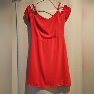 Orange Open Shoulder Sleeve Dress